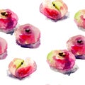 Watercolor illustration of Donut peaches Royalty Free Stock Photo