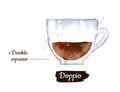 Watercolor illustration of Doppio coffee