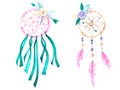 watercolor dream catchers with flowers