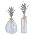 Watercolor dry lavender pampas in blue glass vase with rope twine