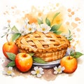 Watercolor illustration. Easter Apple Pie.ai generated Royalty Free Stock Photo