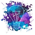 Watercolor illustration of edison`s bulb Royalty Free Stock Photo