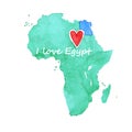Watercolor illustration Egypt love map