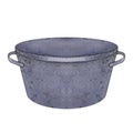 Watercolor illustration of an empty blue basin, a blue container. isolated on a white background. Suitable design for