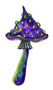 Hand drawn watercolor illustration, fantasy Halloween mushrooms, isolated on white background