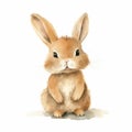 Charming Watercolor Rabbit Painting With Cute Cartoonish Design