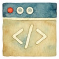 Hand-Painted Web Development Code Icon Royalty Free Stock Photo