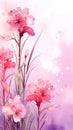 watercolor flower background - red and pink gladioli