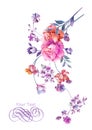 Watercolor illustration flower bouquet in simple background Royalty Free Stock Photo