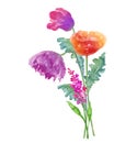 Watercolor illustration flower bouquet in simple background Royalty Free Stock Photo