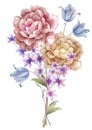 Watercolor illustration flower bouquet in simple background Royalty Free Stock Photo