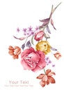 Watercolor illustration flower bouquet in simple background