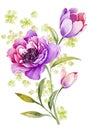 Watercolor illustration flower in simple background