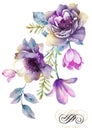Watercolor illustration flower in simple background