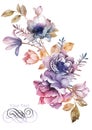 Watercolor illustration flower in simple background