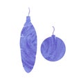 Watercolor illustration in the form of blue-violet Christmas tree decorations. Royalty Free Stock Photo