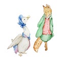 Watercolor illustration Friends Peter Rabbit