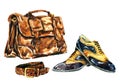 Watercolor Illustration Gentlemen`s accessories