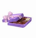 Watercolor illustration of a gift box with a ribbon bow. Isolated image of a festive packaging on a white background Royalty Free Stock Photo