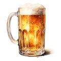 watercolor illustration glass beer mug with foam isolated on white background Royalty Free Stock Photo