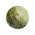 Watercolor illustration. Golf ball Sports Equipment. Golf game