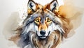 Watercolor illustration of gray wolf. Portrait of wild forest animal. Hand drawn art Royalty Free Stock Photo