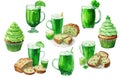 green beer, irish soda bread, St. Patricks Day treats, isolated on a white background