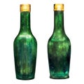 Watercolor illustration of a green glass bottle of champagne.Hand drawn champagne bottle Royalty Free Stock Photo