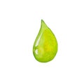 Watercolor illustration of green olive oil drop Royalty Free Stock Photo