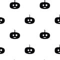watercolor illustration. Halloween attributes seamless pattern set of black pumpkins on a white background. isolated Royalty Free Stock Photo