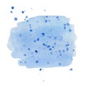 Watercolor illustration of hand painted blue brush stain, blot, spray. Marine abstract background. Summer water, sea, ocean, sky. Royalty Free Stock Photo