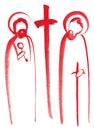 Watercolor illustration of the holy apostles Peter and Paul