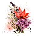 Watercolor illustration. Kitchen spices. peppercorn twigs and flowers.ai generated