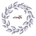 Watercolor illustration with leaves. Wreath, garland, circle of autumn flowers, herbs and leaves Royalty Free Stock Photo