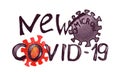 Watercolor illustration lettering covid -19, omicron, new variant of coronavirus, red spot, bacteria, virus, medicine