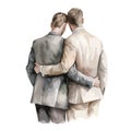 Watercolor illustration of lgbt couple groom and groom.