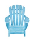 Watercolor illustration of light blue wooden deckchair.