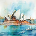 watercolor illustration Sydney Opera House