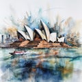 watercolor illustration Sydney Opera House