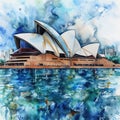 watercolor illustration Sydney Opera House