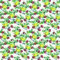 Watercolor illustration  mojito with cherry cocktail pattern. Royalty Free Stock Photo