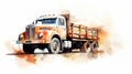 Watercolor Illustration Of An Old Truck On White Background