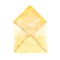 Watercolor illustration of an opened old envelope isolated on a white background. Royalty Free Stock Photo