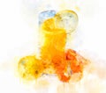 Watercolor Illustration Orange Juice Glass Royalty Free Stock Photo