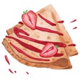 Watercolor illustration pancakes with strawberry jam