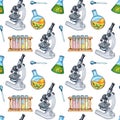 Pattern microscope and flask watercolor