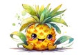 Watercolor illustration of pineapple character 2