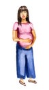 Watercolor illustration, pregnant woman, happy mothers day