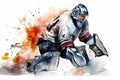 Watercolor Illustration Illustration Professional Ice Hockey Player Goalkeeper Action White Background Royalty Free Stock Photo