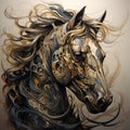 watercolor illustration of a proud horse. color, paints, picture, ranch, art, strong, speed, ride, gelding, recreation